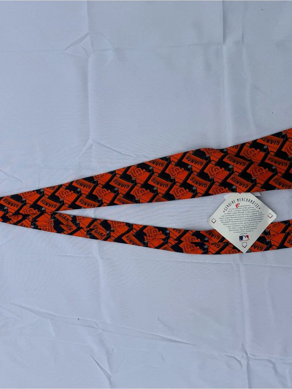 #68 MLB San Francisco Giants Orange & Black Patterned Tie - Picture 2 of 3